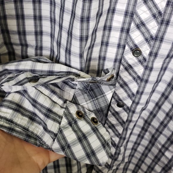 Scotch & Soda Amsterdam Couture black plaid western button shirt sz Large - Picture 3 of 10